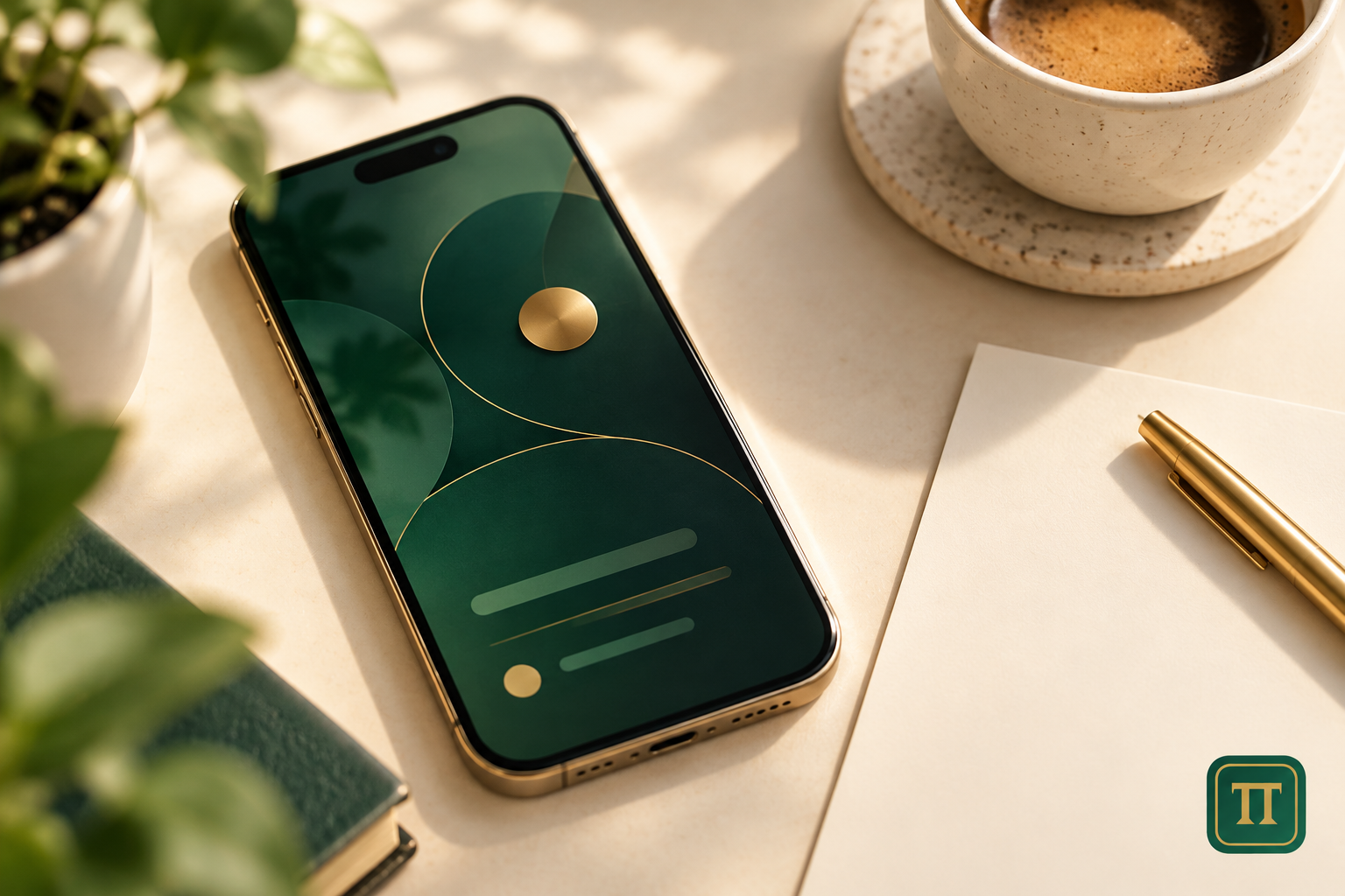 Phone on an ivory desk, an editorial illustration about digital tools.